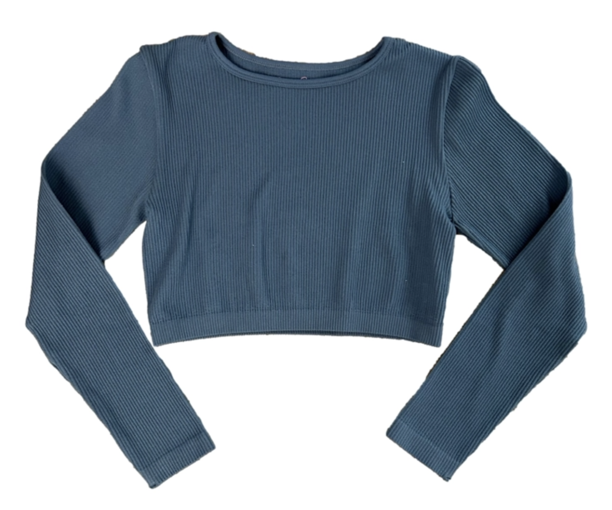 L/S CROPPED RIBBED TOP